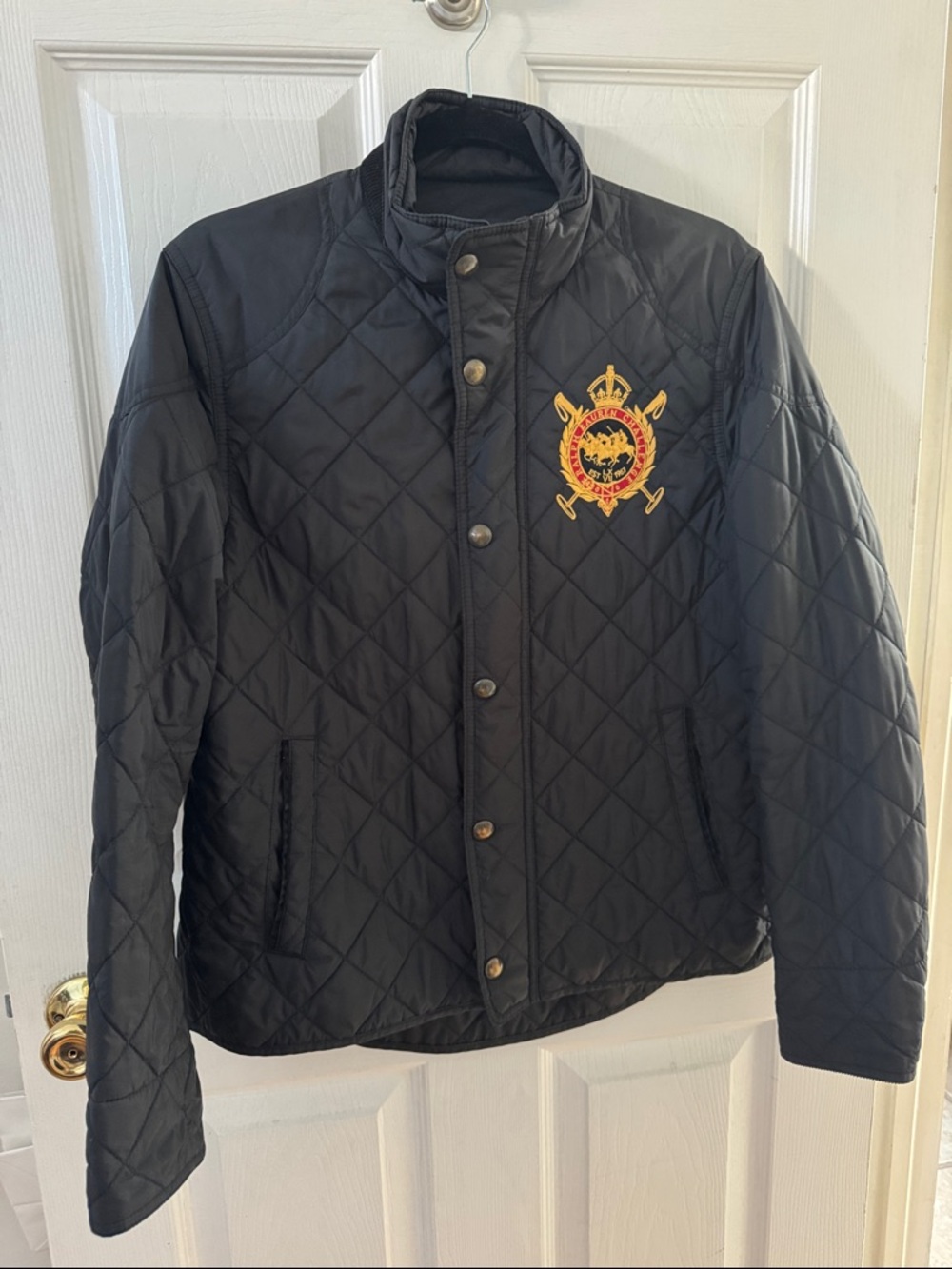Ralph Lauren Black Quilted Crest Jacket